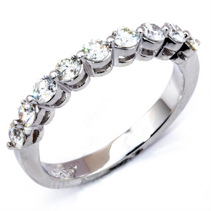 Round Diamond Prong Set 18K White Gold Wedding Band Ring