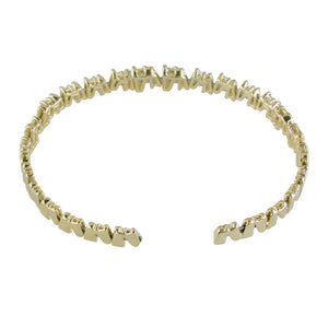 Baguette Diamond 14K Yellow Gold Semi-Stiff Flexible Bracelet