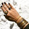 Lika Behar "Stockholm" Closed Diamond Hand Hammered Bracelet Silver & 24K Gold