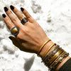 Lika Behar Oxidized Silver Bangle Bracelet with 10 White Sapphires