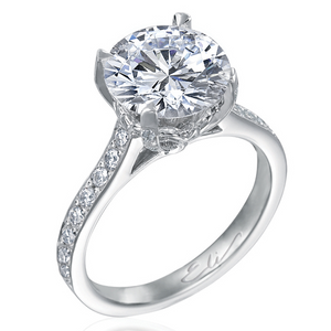 Beignet Round Diamond Solitaire Platinum Diamond Engagement Ring