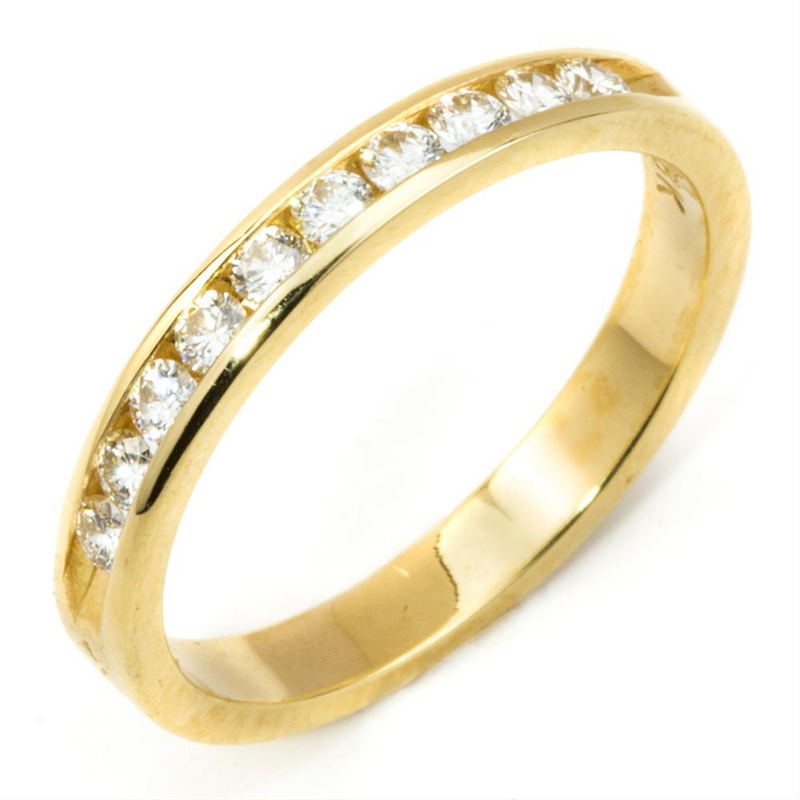 18k Yellow Gold Channel Set Wedding Band with .31ct Round Diamonds