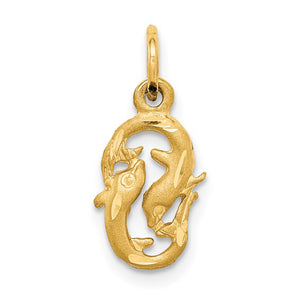 14k yellow gold pisces charm