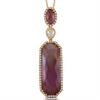 Doves "Viola" Elongated Amethyst over Mother of Pearl Diamond Pendant Necklace 18K Rose Gold