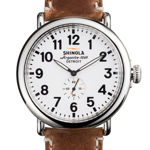 Shinola The Runwell White Dial Brown Leather 47mm Men's Watch S0110000010