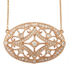 Doves Rose Gold & Diamond Filigree Antique Style Medallion Pendant Necklace