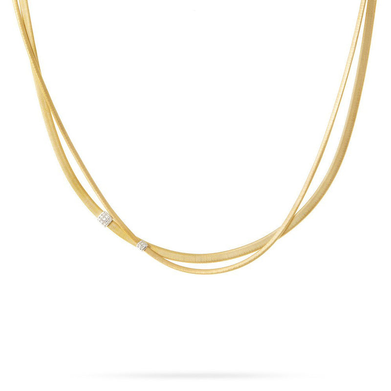 Marco Bicego 18 karat yellow gold two-strand Masai necklace with diamonds CG732 B YW