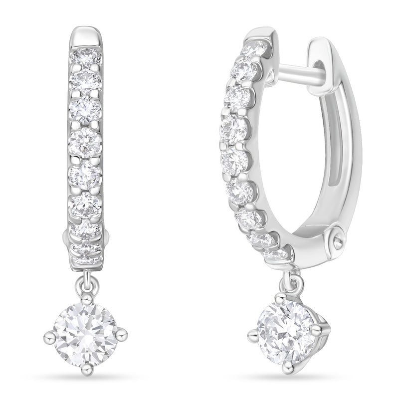 Memoire 18k White Gold Odessa Huggie Drop Diamond Earrings