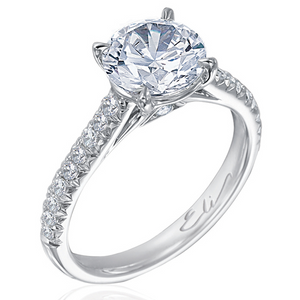 Esplanade Round Diamond Pave Platinum Engagement Ring – NAGI