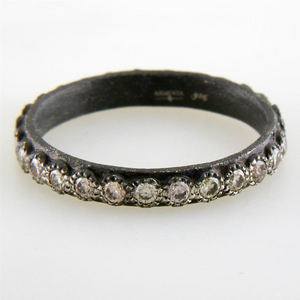 Armenta Blackened Champagne Diamond Stackable Oxidized Silver Eternity Band Ring