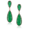 Doves "Emerald Dreams"Green Agate Diamond Drop Earrings