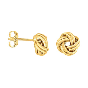 14K Yellow Gold Medium Muli-Row Love Knot Stud Earring