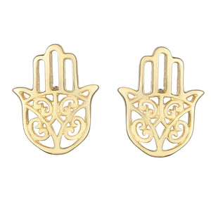14k yellow gold Hamsa stud earrings