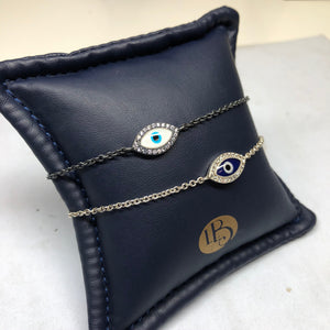 Lika Behar Evil Eye Bracelet Navy Enamel Sterling Silver White Sapphires