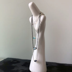 Lika Behar Evil Eye Necklace Turquoise Enamel Sterling Silver White Sapphires
