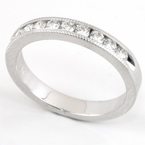Channel Set Diamond Milgrain Wedding Band Anniversary Ring 1/2 Way 18K .1/3 carat