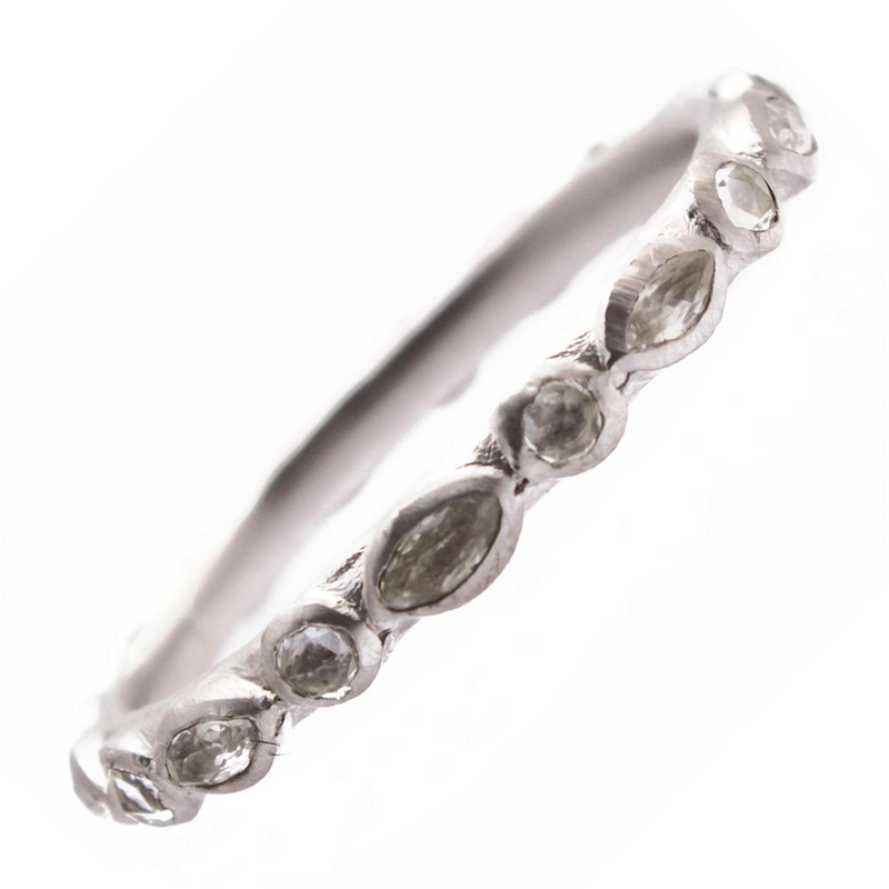 Armenta Multi Eternity Stackable Sterling Silver Round Marquise White Sapphire Band Ring