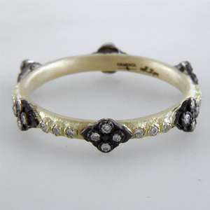 Armenta Crivelli Diamond Stackable Ring Band Yellow Gold & Blackened Silver