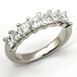 Princess Diamond Seven Stone Platinum Wedding Band Ring 1.75 carats