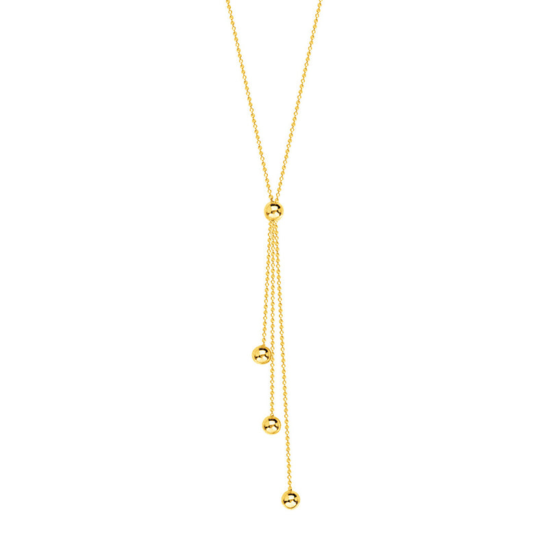 14k Yellow Gold 3 Strand Y Necklace
