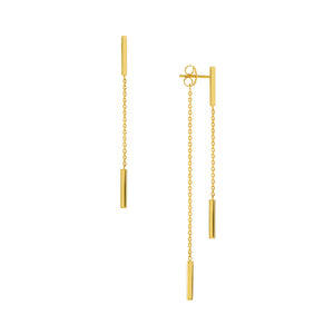 14k Gold Double Dangle Chain Earrings