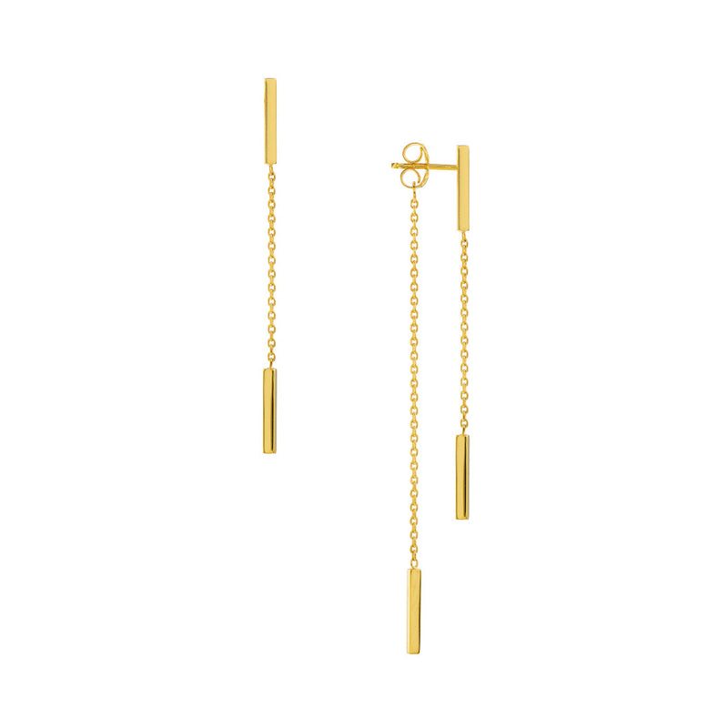 14k Gold Double Dangle Chain Earrings