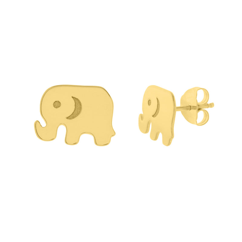 14k Yellow Gold Mini Elephant Studs