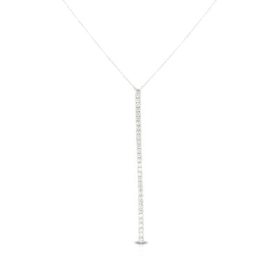 Doves 18k White Gold Diamond Bar Necklace