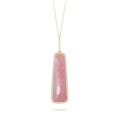 Pink Opal Heart and Tourmaline with 18K Gold Detail Pendant - janet lasher  Jewelry