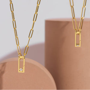 14k Yellow Gold PaperClip Chain with Push Lock and Charms
