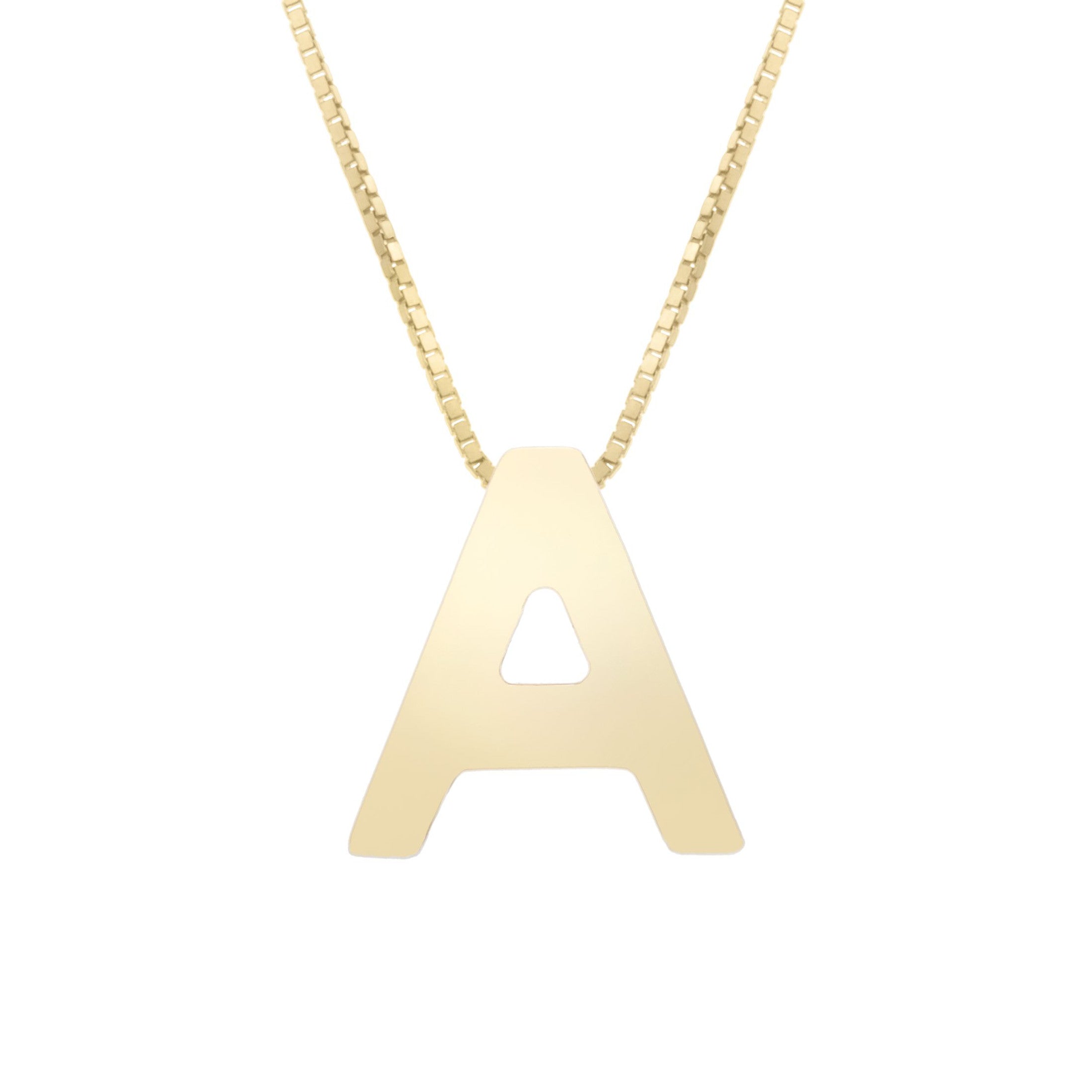 14K Solid Yellow Gold Initial Necklace