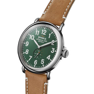 Shinola 47MM Runwell Green Dial Maple Leather Unisex Watch 110000038