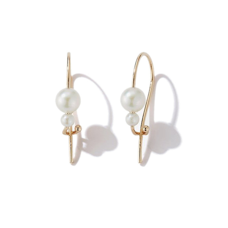 Mizuki 14k Double Pearl Safety Pin Earrings SBE321