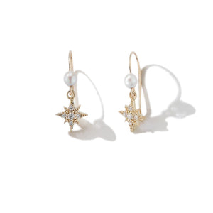 Mizuki 14k Diamond Star Pearl Drop Earrings SBE325A