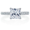 Princess Cut 2 Carat Diamond Engagement Ring with Side Diamonds in Platinum