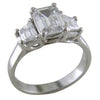 Emerald & Trapezoid Cut Diamond Engagement Ring Platinum